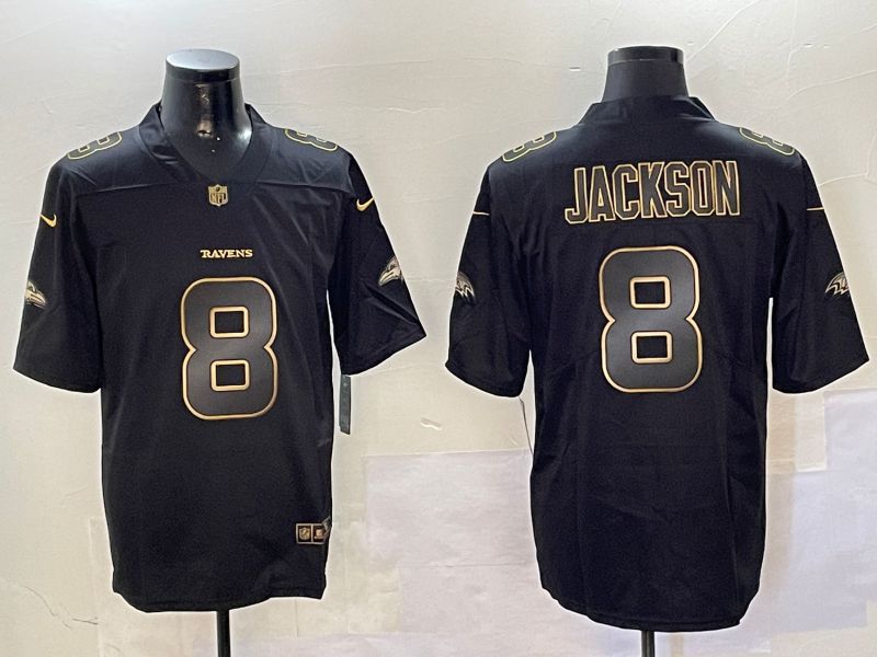 Men Baltimore Ravens #8 Jackson Black Gold 2024 Nike Limited NFL Jersey style 0108->baltimore ravens->NFL Jersey